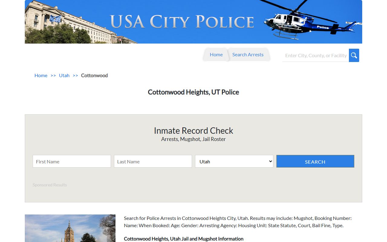 Cottonwood Heights police information and arrest records