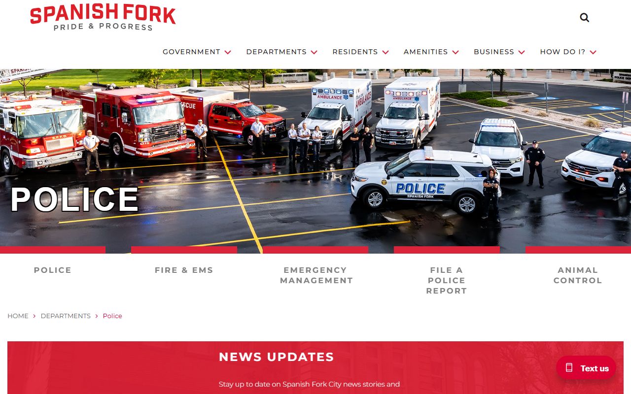 Spanish Fork Police Department for arrest and booking services
