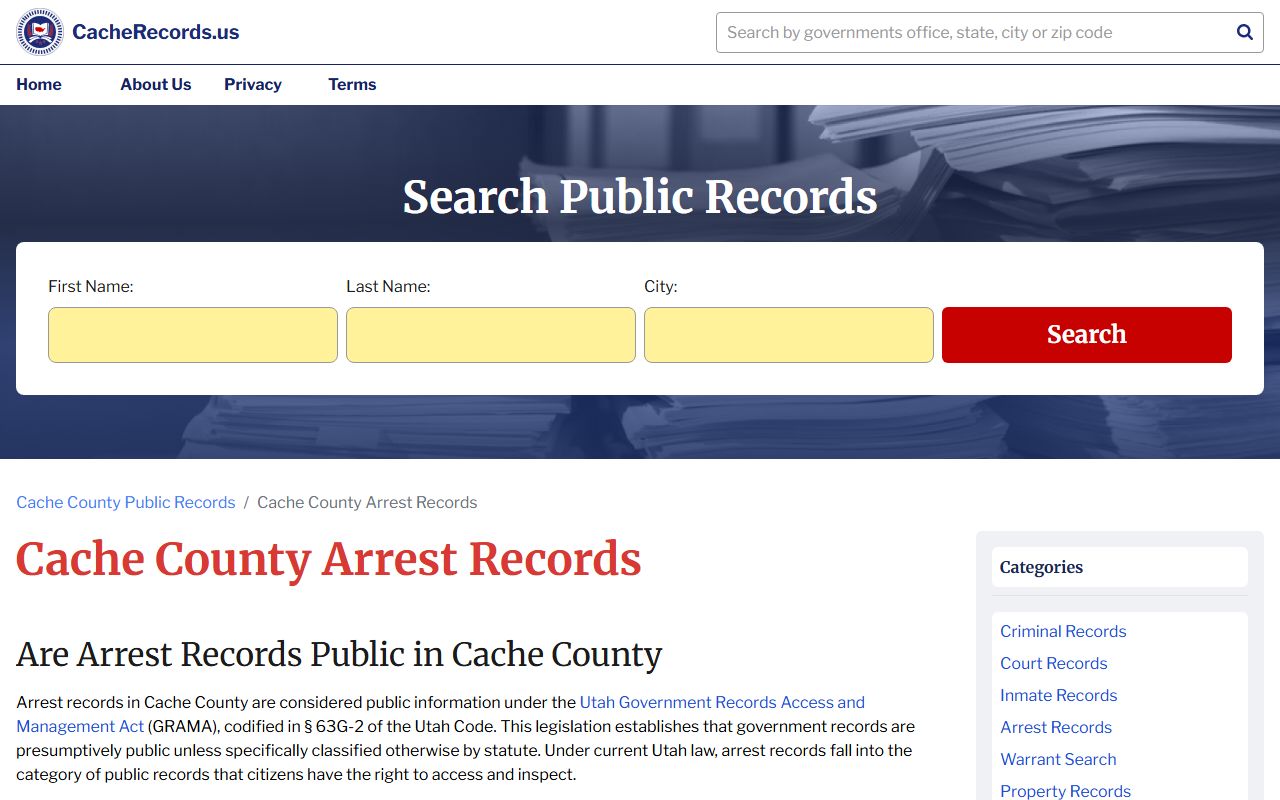 Cache County 24 hour booking arrest records database
