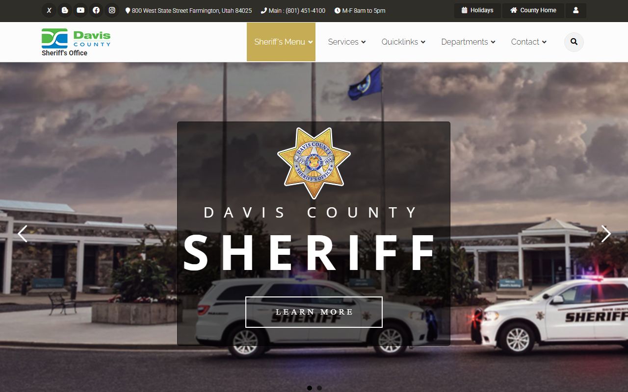Davis County 24 hour booking Sheriff's Office website