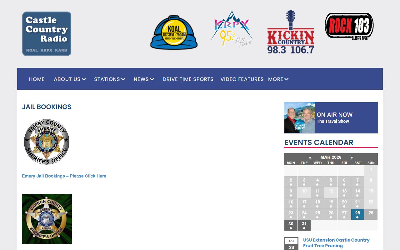 Emery County 24 hour booking data from KOAL Radio jail bookings page