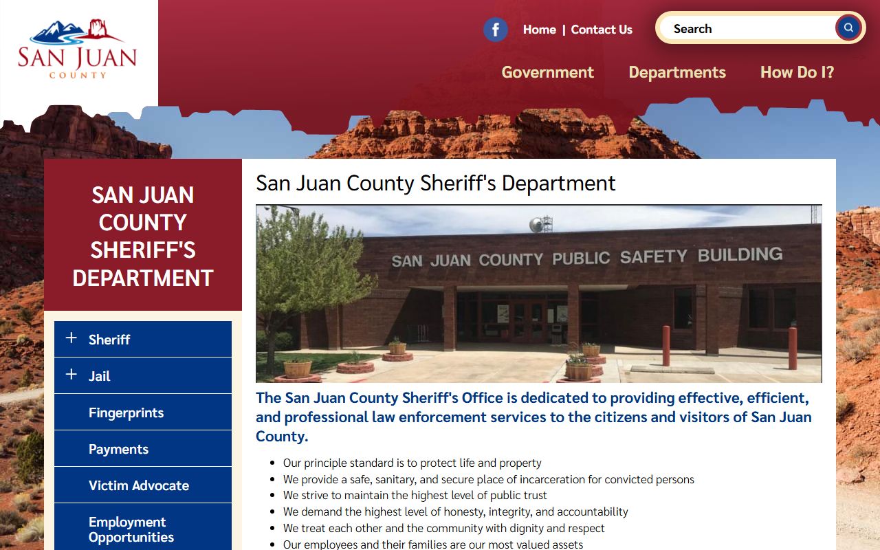 San Juan County Sheriff's Office website for 24 hour booking information