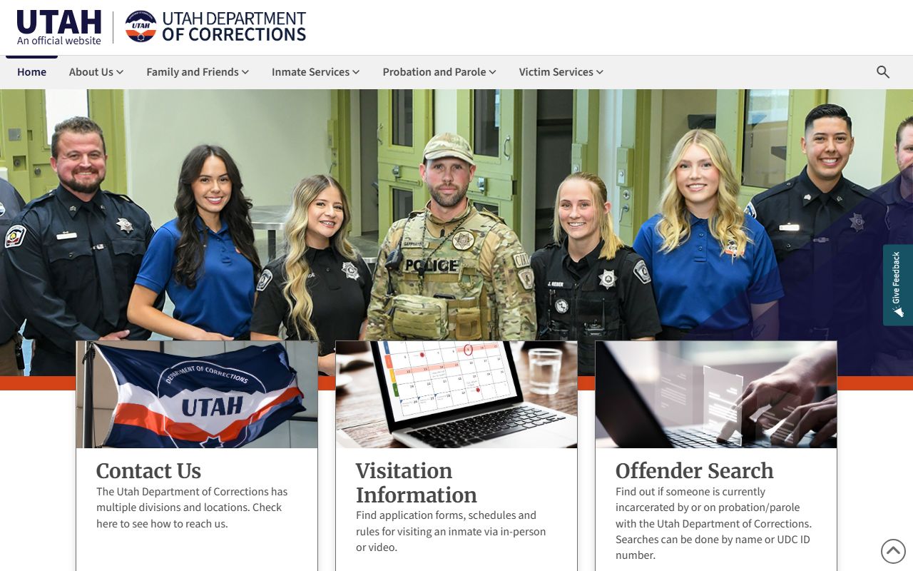 Utah Department of Corrections 24 hour booking and offender search